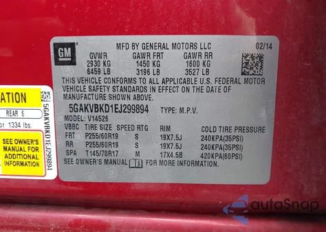 2014 Buick Enclave Leather z USA, uszkodzony, nr VIN 5GAKVBKD1EJ299894